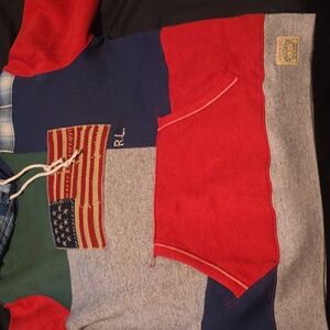 Ralph Lauren Men's Patchwork Hoodie - Red, Blue, and Green